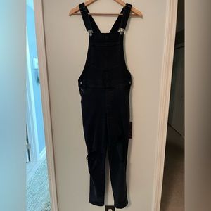 Old Navy OG Straight Black-Wash Ripped Jean Overalls for Women, size 2